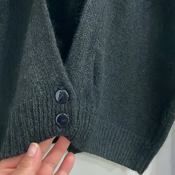Cezanne Vintage Black Cardigan Silk Angora Sweater Gold Beaded Fuzzy Size Small - Picture 4 of 11